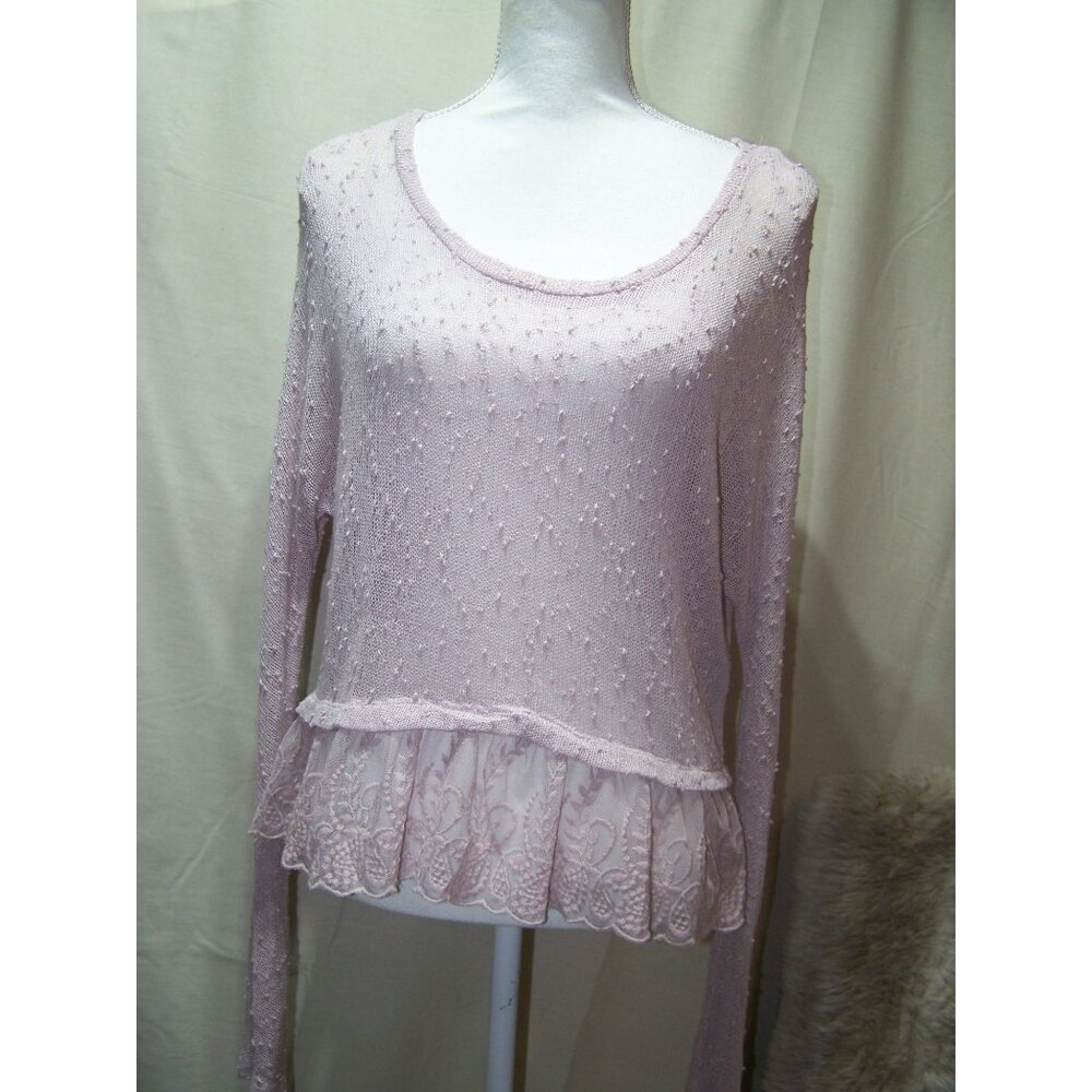 American Eagle Outfitters Top Sweater Sheer Pink XS Lace